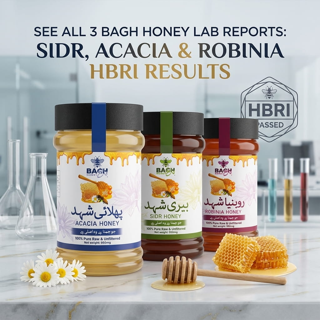 See All 3 Bagh Honey Lab Reports Sidr, Acacia & Robinia HBRI Results