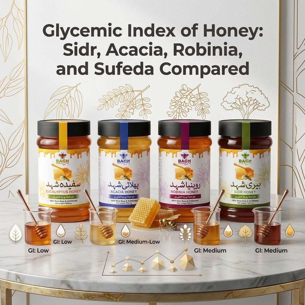 Glycemic Index of Honey: Sidr, Acacia, Robinia, and Sufeda Compared - Bagh Honey